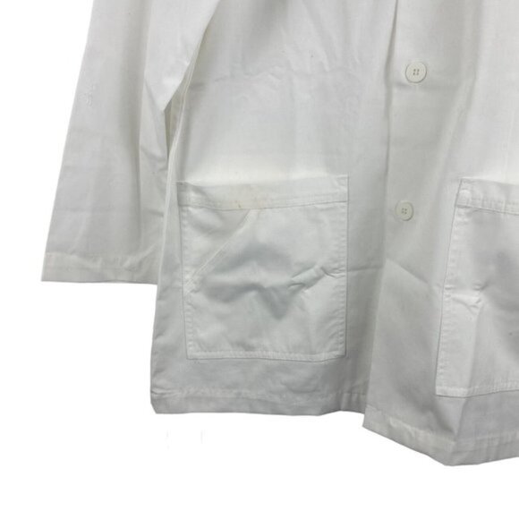 Carharrt Unisex White Logo Scrub Lab Coat Pockets Sanitized Actifresh US S - Picture 2 of 10